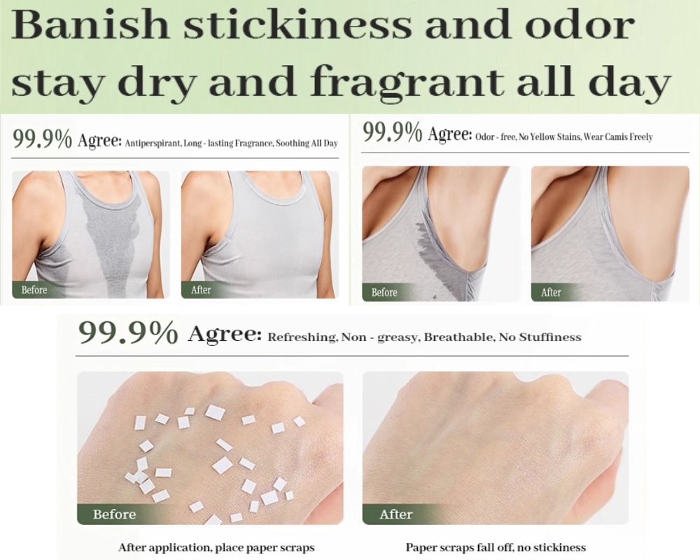 spraying body mist on underarm