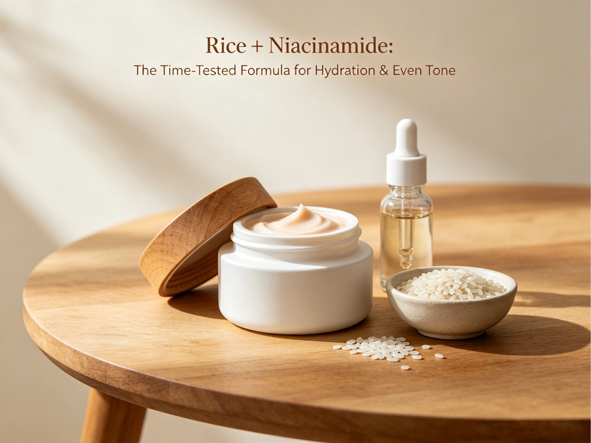 Arroz + Niacinamida: La fórmula tradicional para la hidratación y un tono uniforme.